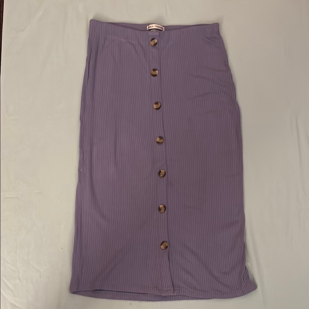 RVCA Lavender Button-Front Pencil Skirt